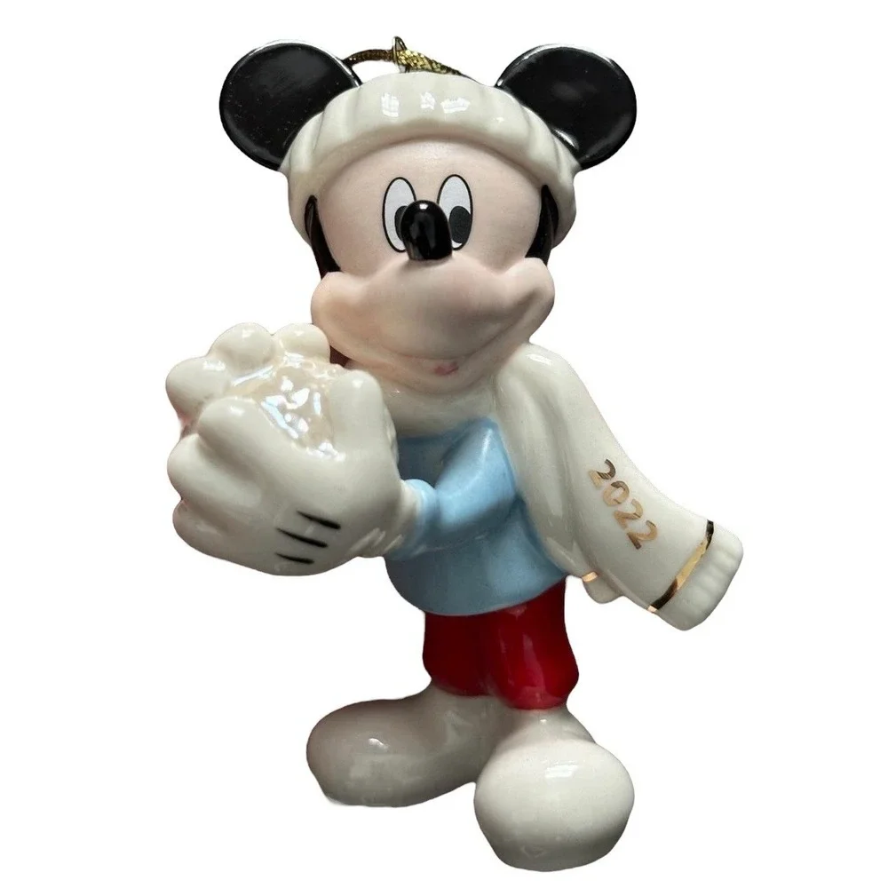 Disney Lenox Mickey Mouse Snow‎ Games Christmas Ornament 2022 Porcelain